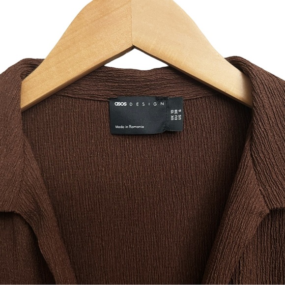 ASOS Design Textured Wrap Midi Dress Brown - Picture 5 of 7